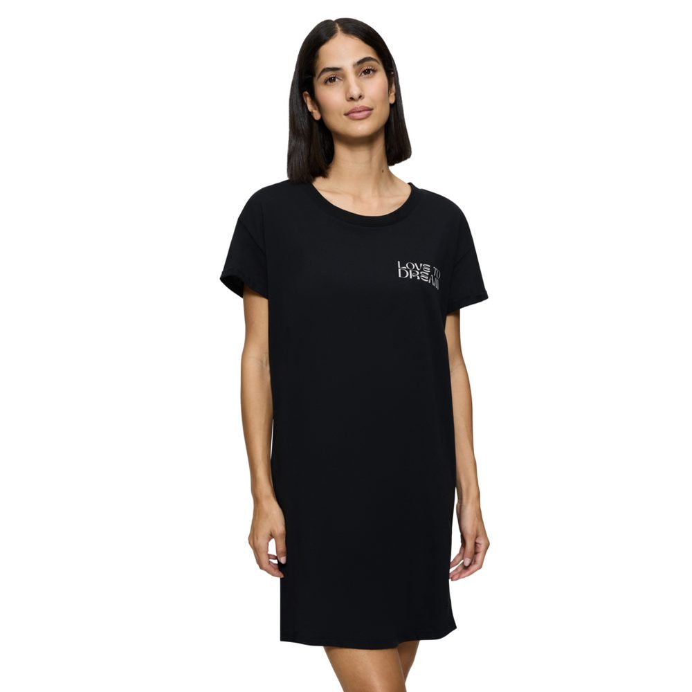 nachthemd korte mouw - Nightdresses NDK X - Zwart