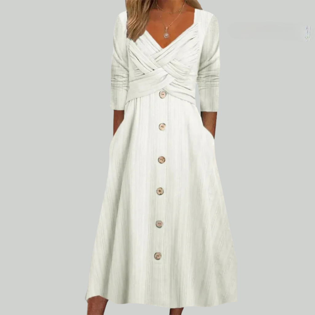 Elfenbensvit klänning med knappar