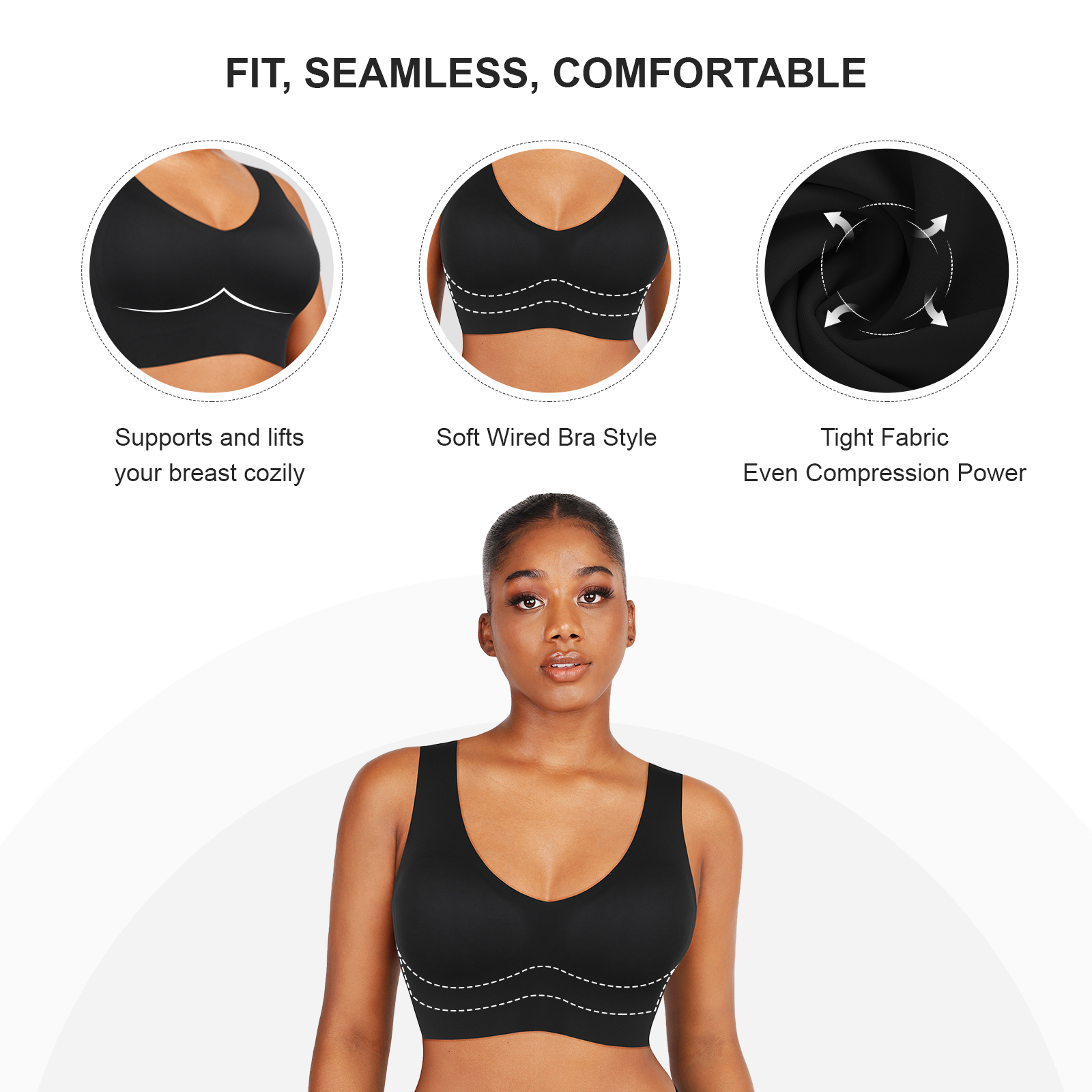 Isabella V-Neck Seamless Bust Support Shapewear Bra