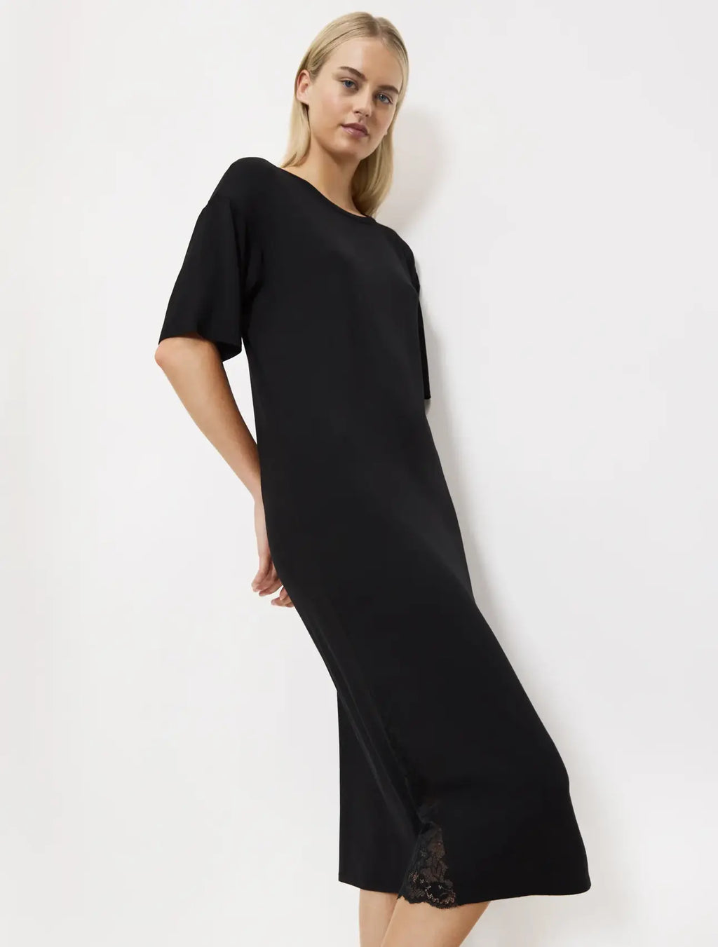 lang nachthemd korte mouw - Timeless Sensuality NDK SSL - zwart