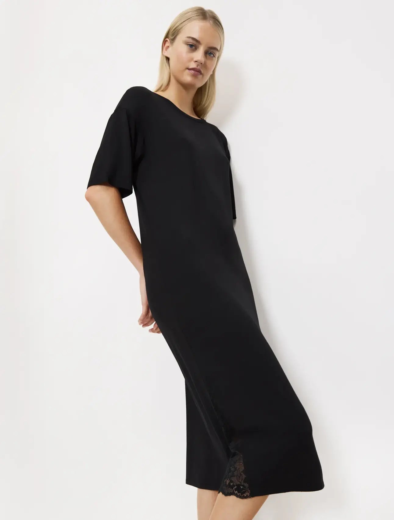 lang nachthemd korte mouw - Timeless Sensuality NDK SSL - zwart