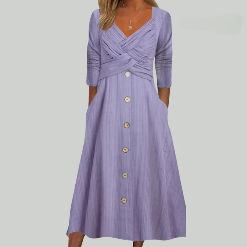 Elfenbensvit klänning med knappar