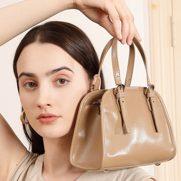 Bowlingväska i äkta läder med stor kapacitet och axelremsväska