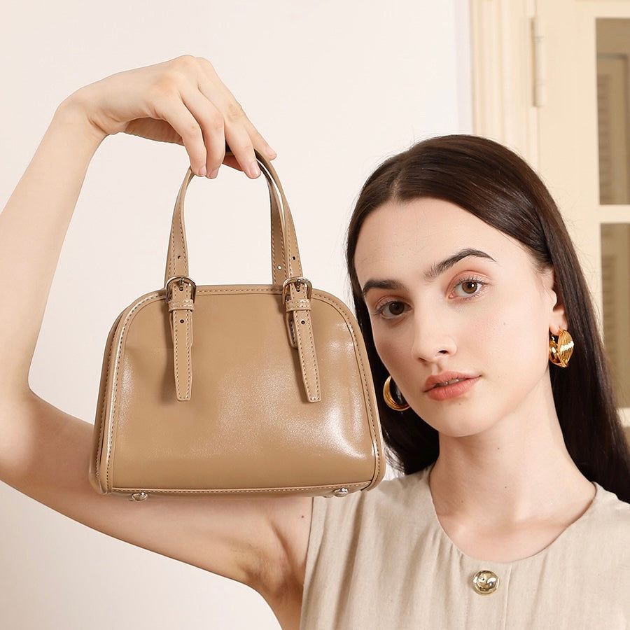 Bowlingväska i äkta läder med stor kapacitet och axelremsväska