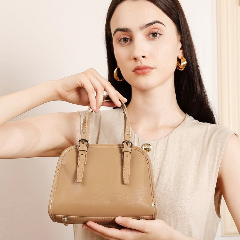 Bowlingväska i äkta läder med stor kapacitet och axelremsväska