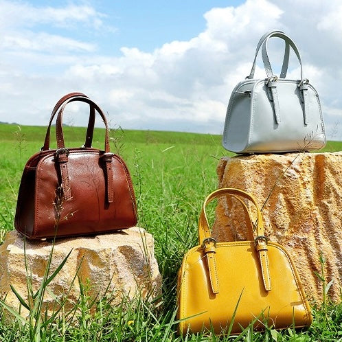 Bowlingväska i äkta läder med stor kapacitet och axelremsväska