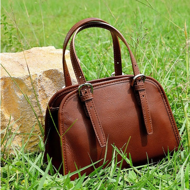 Bowlingväska i äkta läder med stor kapacitet och axelremsväska