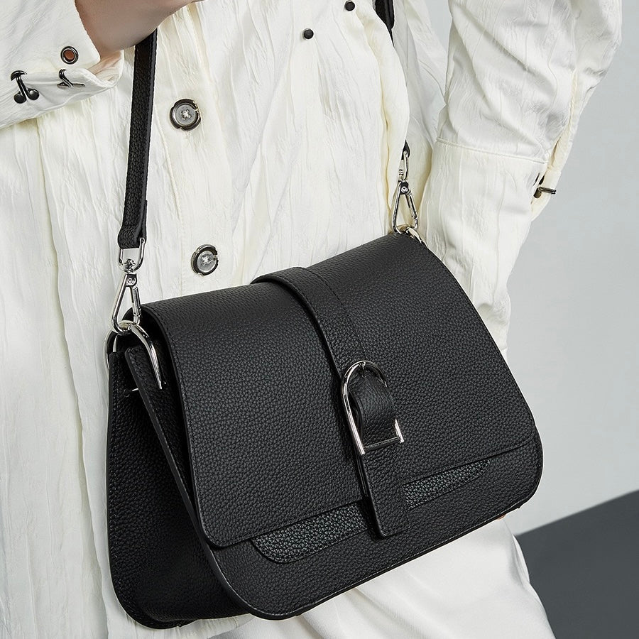 Pendlare Minimalistisk Sadelväska i Äkta Läder