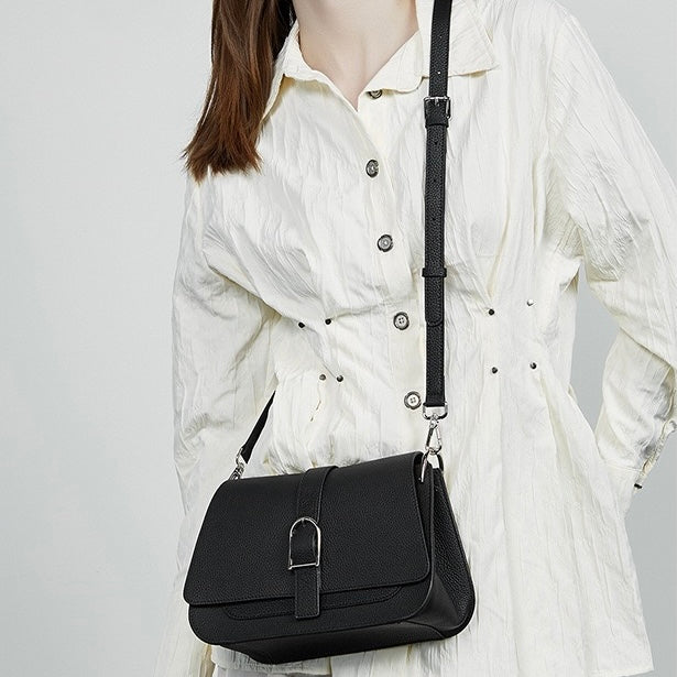 Pendlare Minimalistisk Sadelväska i Äkta Läder