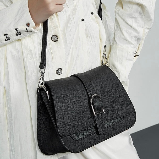 Pendlare Minimalistisk Sadelväska i Äkta Läder