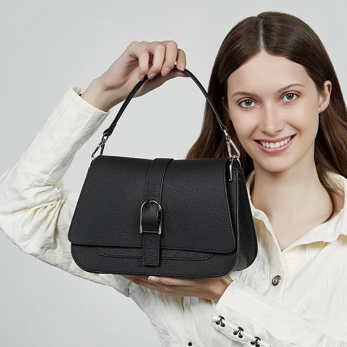 Pendlare Minimalistisk Sadelväska i Äkta Läder