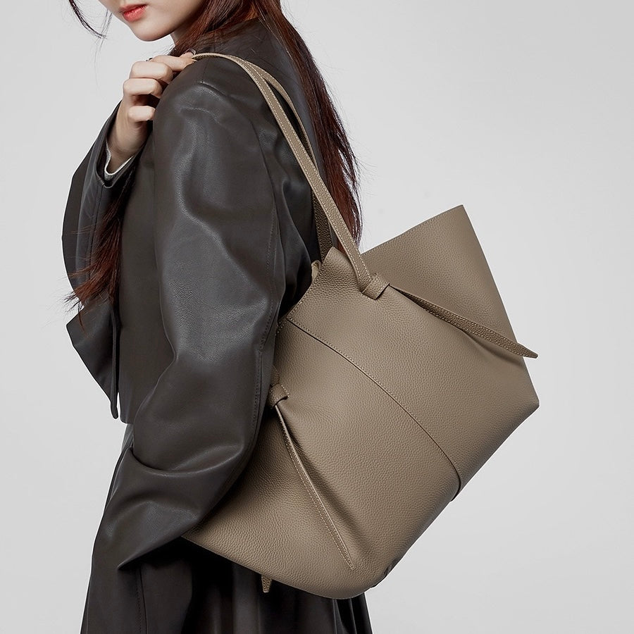 Duo-Set texturerat lädertote med ficka