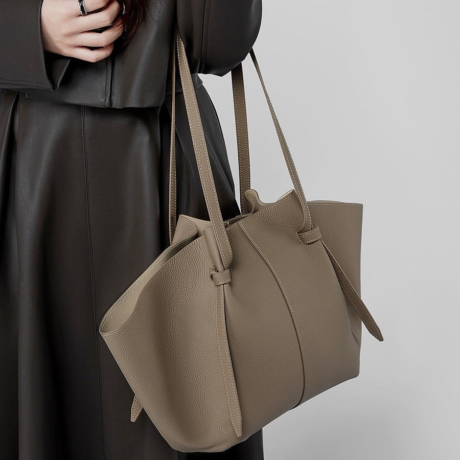 Duo-Set texturerat lädertote med ficka