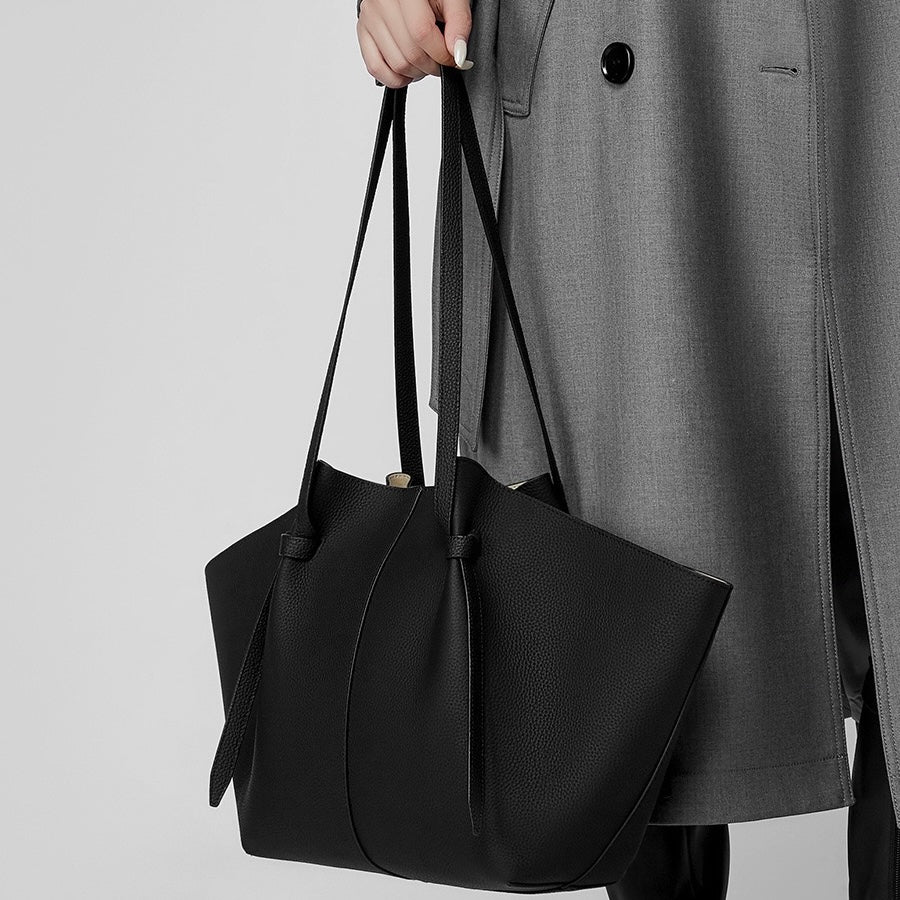 Duo-Set texturerat lädertote med ficka