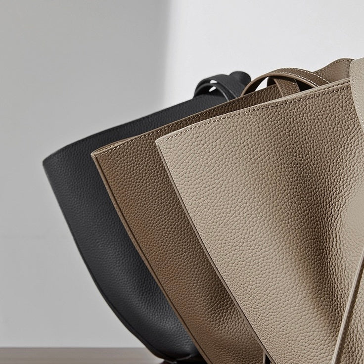 Duo-Set texturerat lädertote med ficka