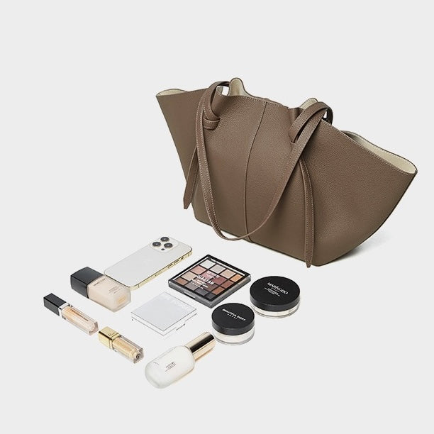 Duo-Set texturerat lädertote med ficka