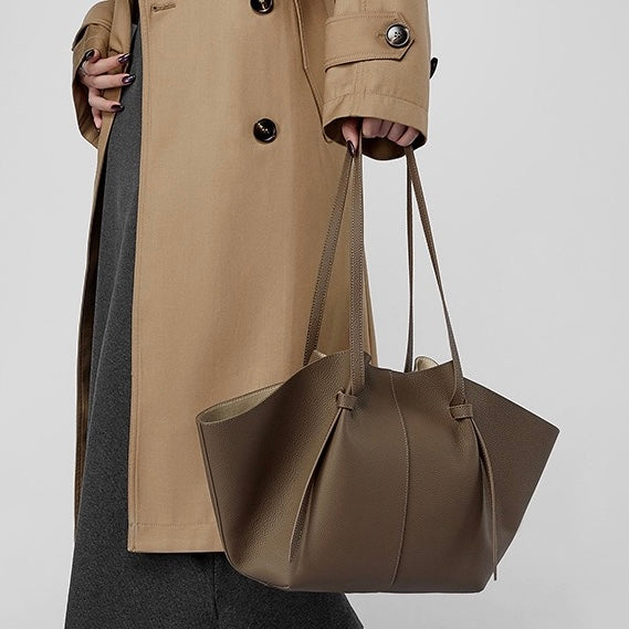 Duo-Set texturerat lädertote med ficka