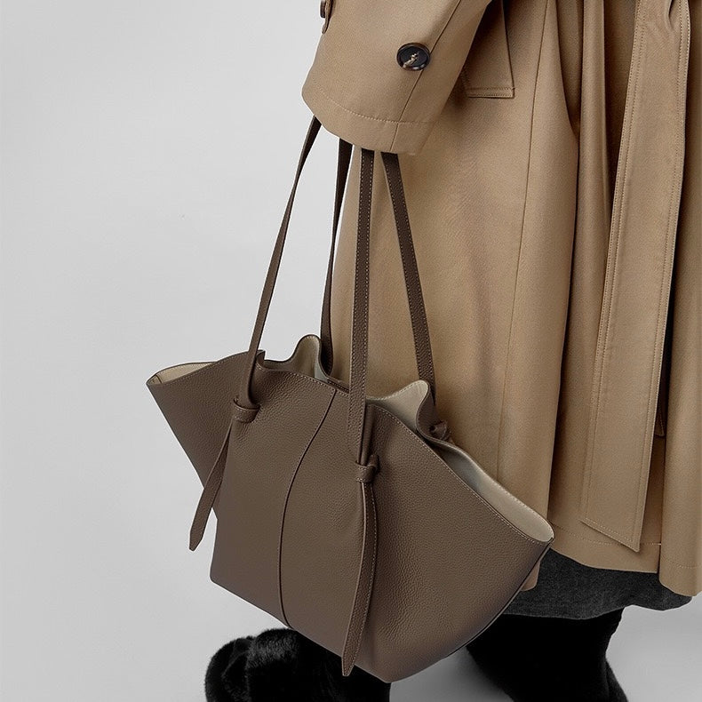 Duo-Set texturerat lädertote med ficka