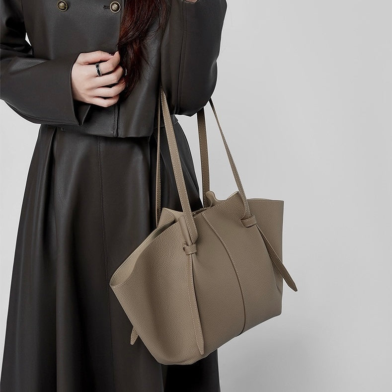 Duo-Set texturerat lädertote med ficka