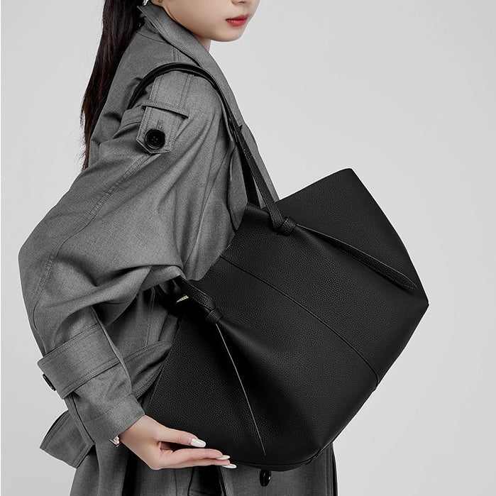 Duo-Set texturerat lädertote med ficka