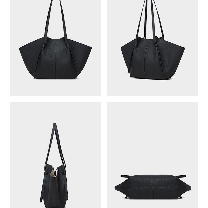 Duo-Set texturerat lädertote med ficka