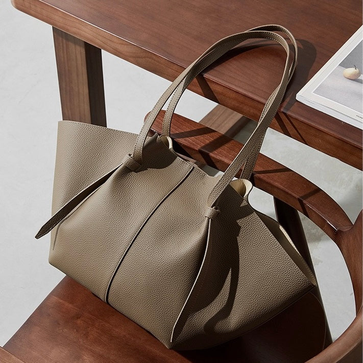 Duo-Set texturerat lädertote med ficka