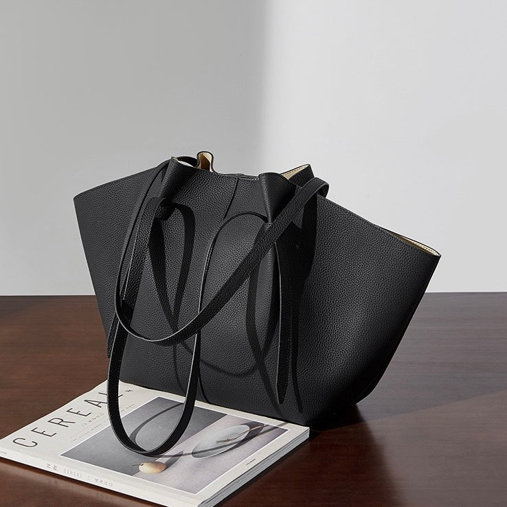 Duo-Set texturerat lädertote med ficka