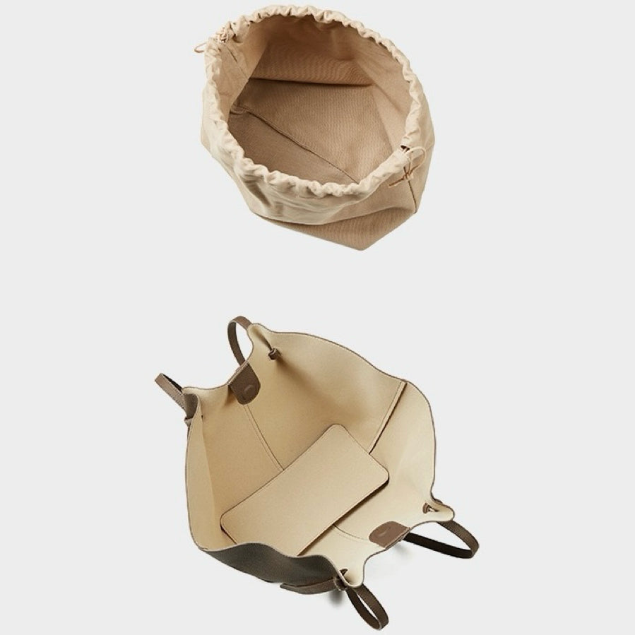 Duo-Set texturerat lädertote med ficka