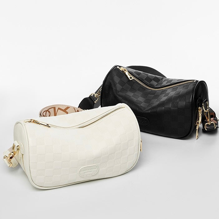 Elegant rutig axelväska i äkta läder för kvinnor