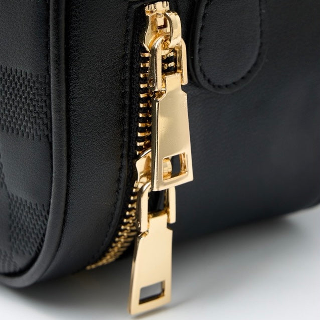 Elegant rutig axelväska i äkta läder för kvinnor