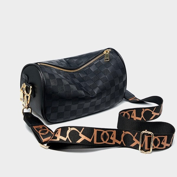 Elegant rutig axelväska i äkta läder för kvinnor