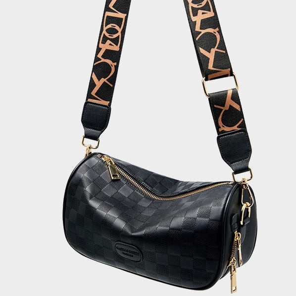 Elegant rutig axelväska i äkta läder för kvinnor