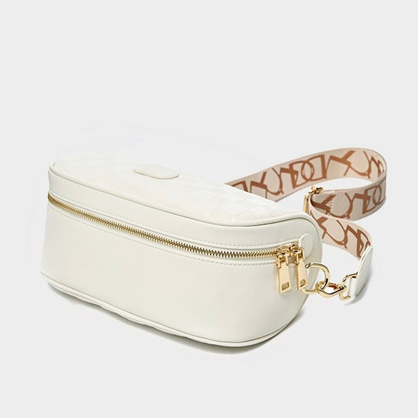 Elegant rutig axelväska i äkta läder för kvinnor