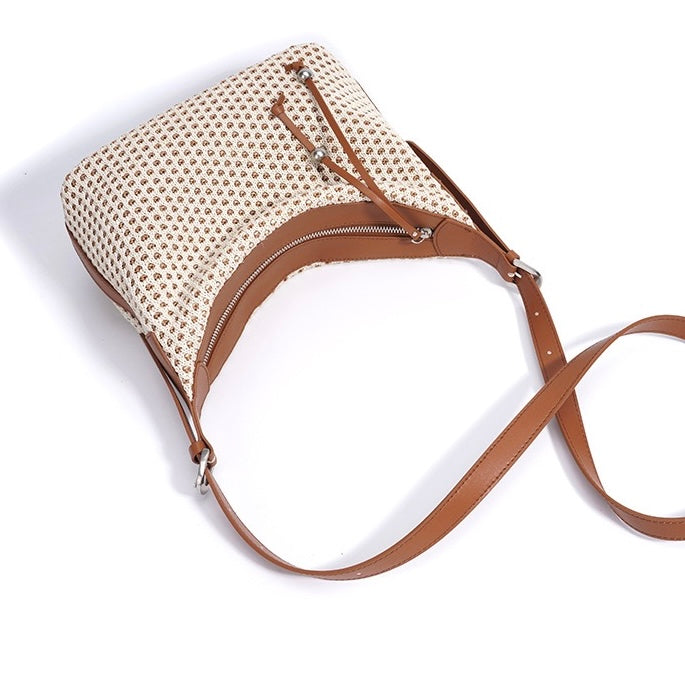 Flätad retro halmvävd mångsidig axelväska med stor kapacitet