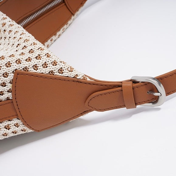 Flätad retro halmvävd mångsidig axelväska med stor kapacitet