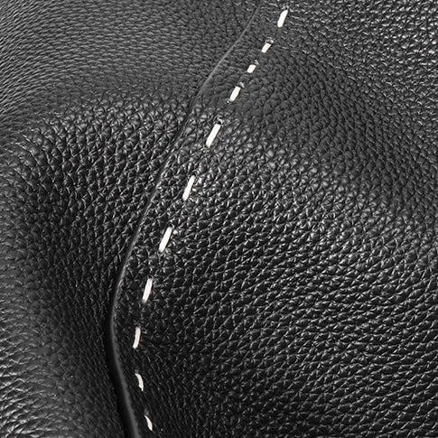 Kontrastsömmar texturerade tygväskor i äkta läder