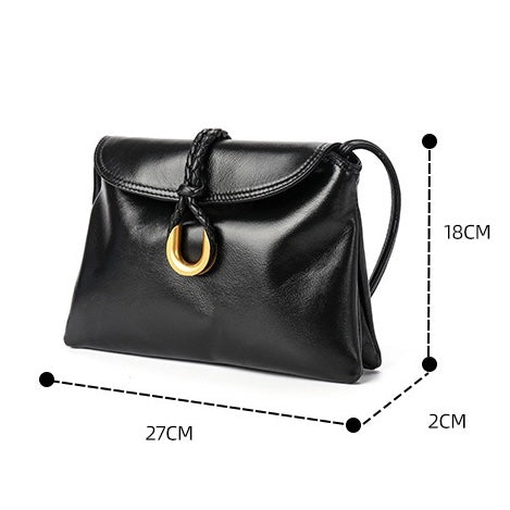 Lyxig flätad kuvertformad axelväska i läder