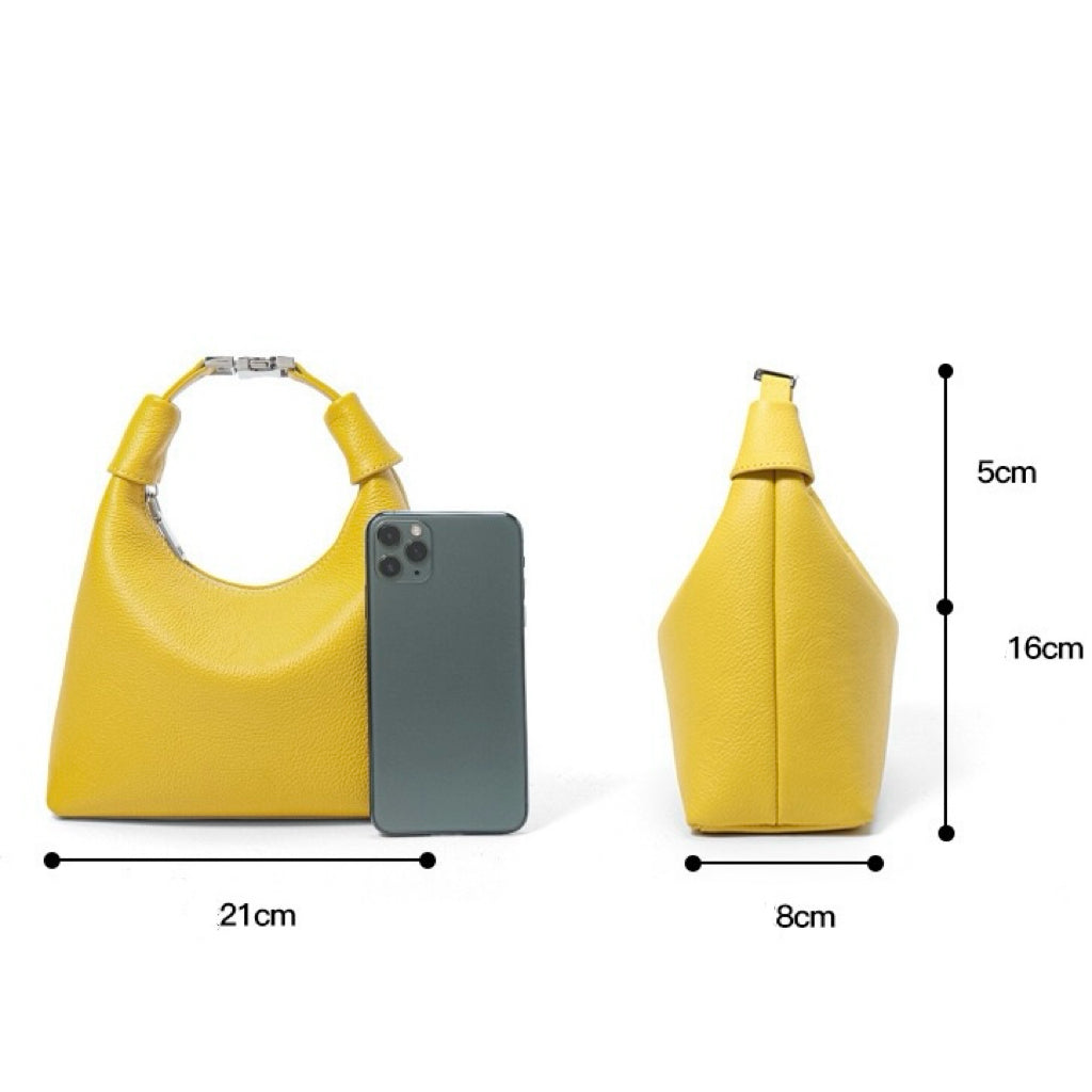 Minimalistisk texturerad läderhalvmåne hoboväska