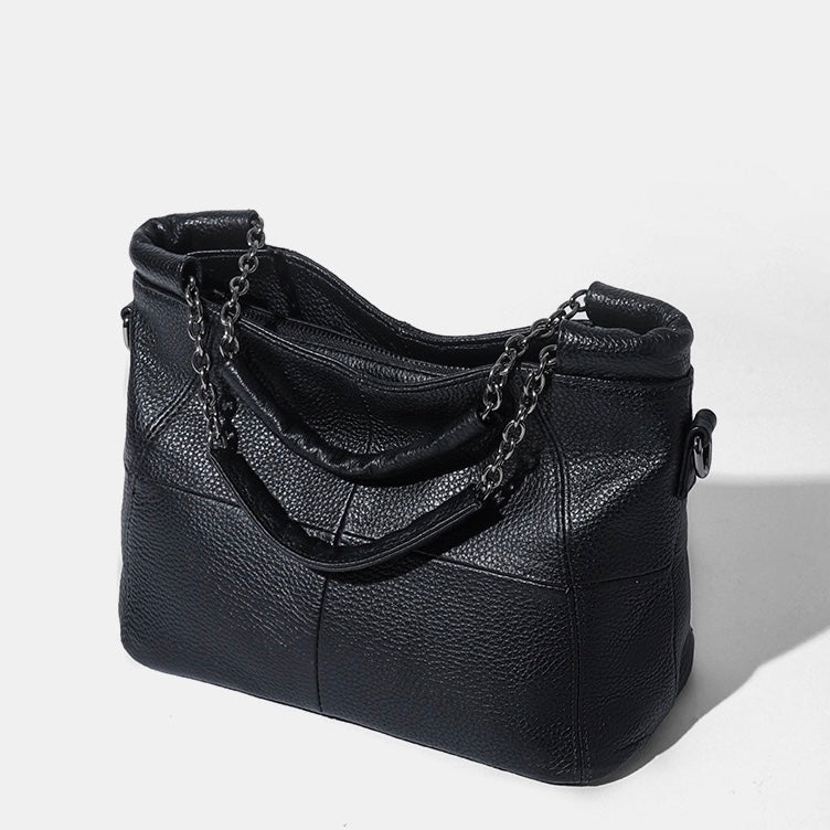 Lyxig kedja i äkta läder, handväska och enkelaxelväska