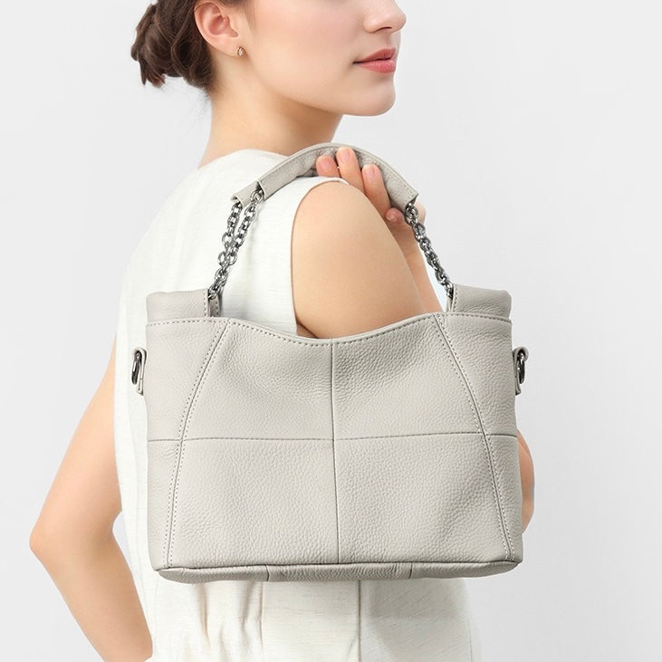 Lyxig kedja i äkta läder, handväska och enkelaxelväska