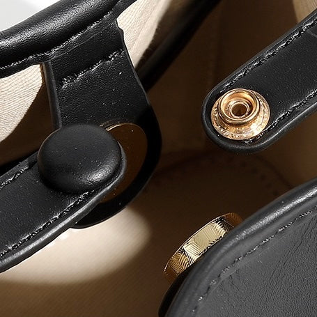 Äkta läder Premium Lock Mini Bucket Handväska Axelväska för kvinnor