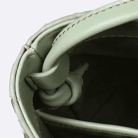 Handgjord retrovävd bucketväska i äkta fårskinn för kvinnor