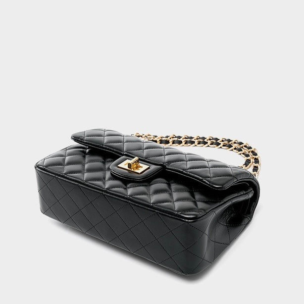 Inspired Quilted Axelremsväska i äkta läder för kvinnor