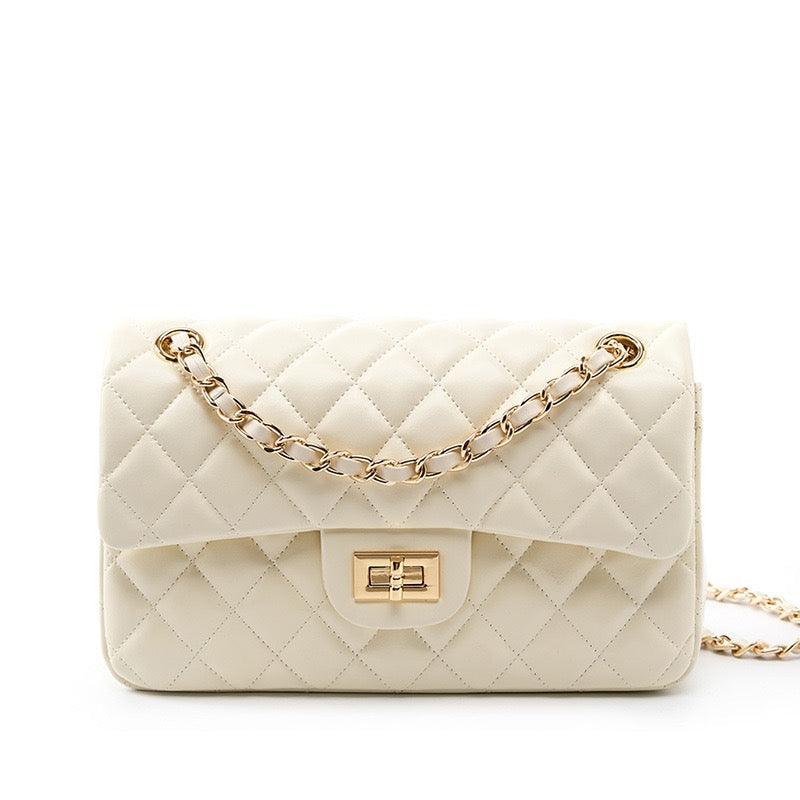 Inspired Quilted Axelremsväska i äkta läder för kvinnor