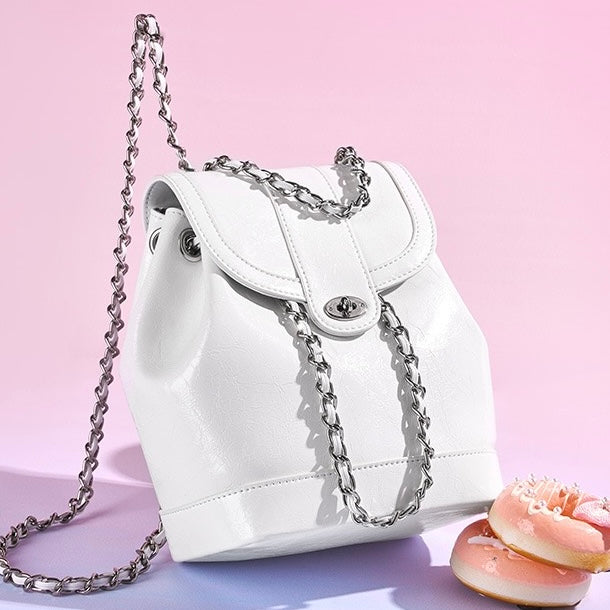 Chic inspirerad ryggsäck i äkta kohud med stor kapacitet för kvinnor