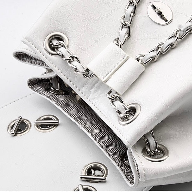 Chic inspirerad ryggsäck i äkta kohud med stor kapacitet för kvinnor