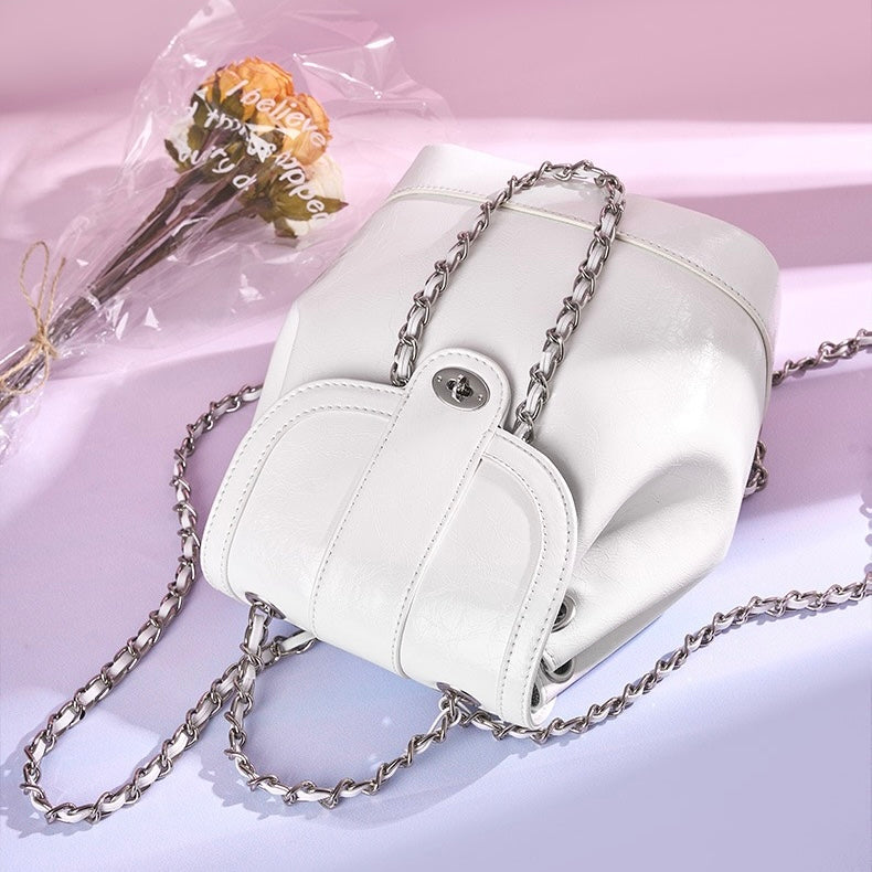 Chic inspirerad ryggsäck i äkta kohud med stor kapacitet för kvinnor