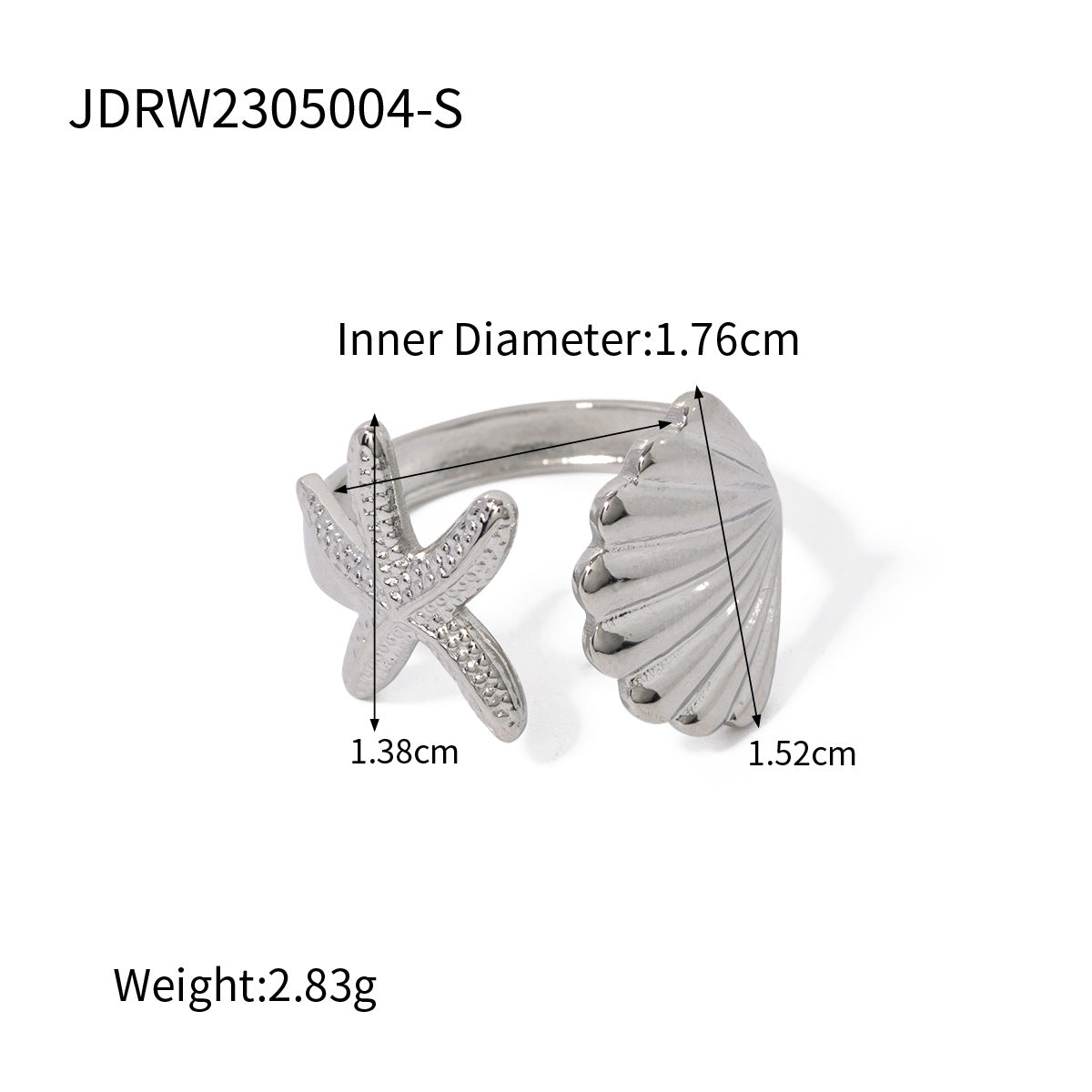 Ocean Series sjöstjärna &amp; snäckskal ring