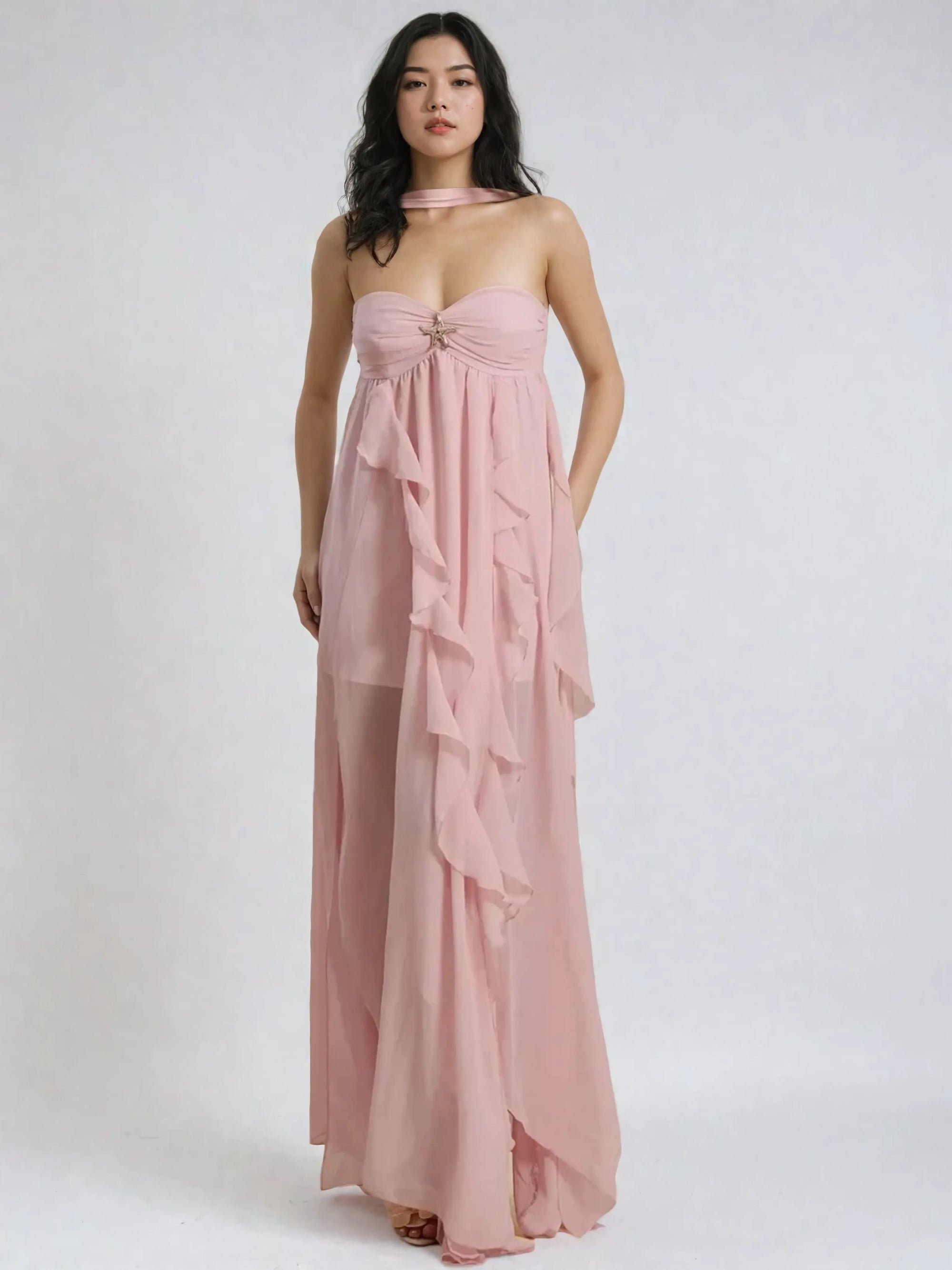Mariah Chiffon Cascade Gown