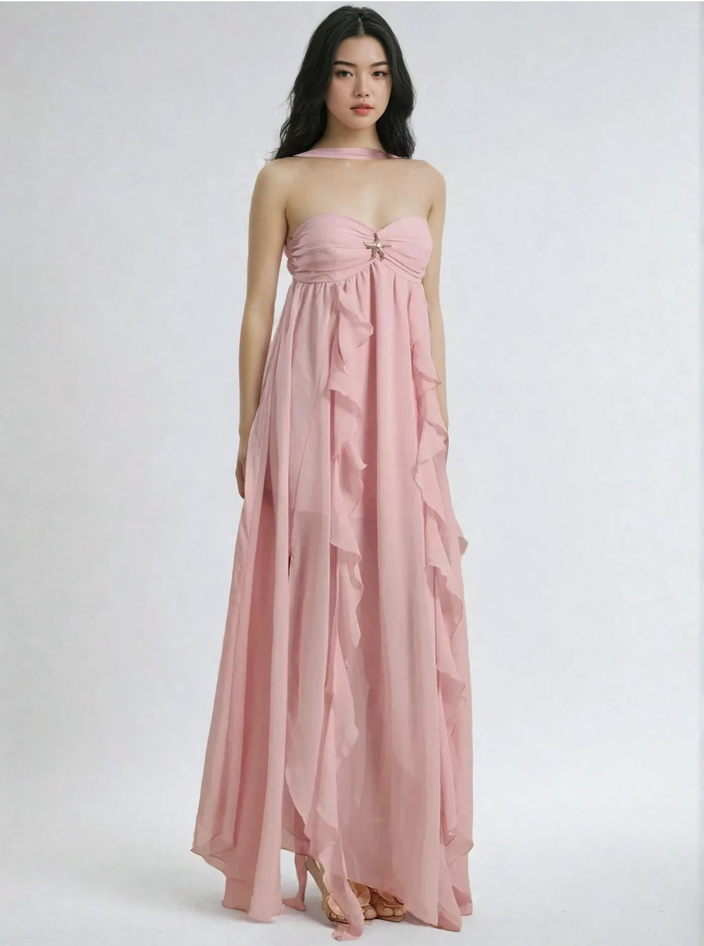 Mariah Chiffon Cascade Gown